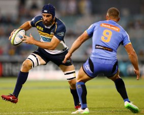  Scott Fardy of the Brumbies in action during the round four Super Rugby match between the Brumbies and the Force at GIO Stadium on March 6.  