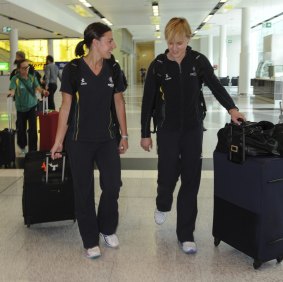 Australian Diamonds players Madison Robinson and Natalie Medhurst arrive in Canberra on Monday ahead of Wednesday's Test against England.