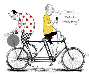 Something's missing at this year's Tour de France. Illustration: Simon Letch