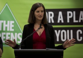 Fighting back: Greens candidate for Melbourne, Ellen Sandell, at the launch.