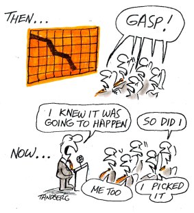 Why do people turn to economists for forecasts, even though they are hopeless forecasters? <i>Illustration: Ron Tandberg</i>