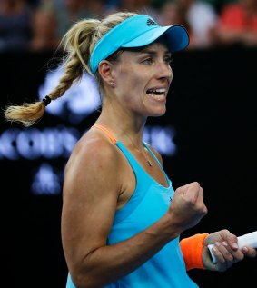 The works ... Germany's Angelique Kerber ges her colour done at the players' salon.