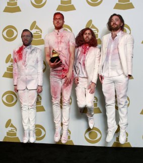 Imagine Dragons with their Grammy Award for Best Rock Performance.