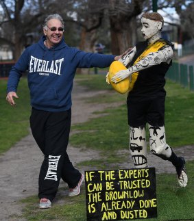 Gary McCosh with his Dusty Martin statue at Punt Road.