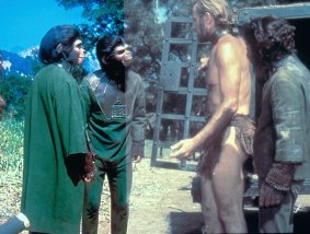 Charlton Heston, Roddy McDowell and Kim Hunter in  <i>Planet of the Apes<i/> (1968).