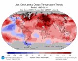 Most of the world was warmer than average last year.