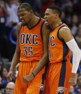Dynamic duo: Oklahoma City Thunder forward Kevin Durant and guard Russell Westbrook.