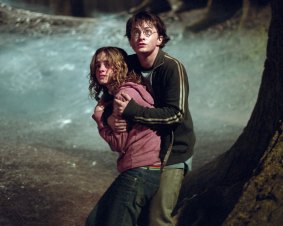 Emma Watson, as Hermione Granger, and Daniel Radcliffe as Harry Potter,  in Harry Potter and the Prisoner of Azkaban.