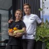 Chefs Matt Stone and Jo Barrett at the pop-up Greenhouse at Federation Square.