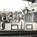 The crew of the PS Barmah, Drew (left), Jenni, Karl, Charles and Colin, are appropriately attired in period clothes.
