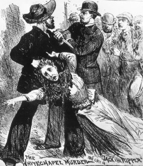 Engraving showing "Jack The Ripper", the East End murderer of prostitutes in the 19th century.