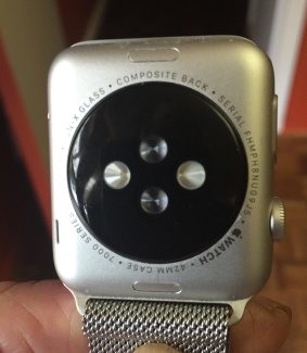 Sensors on the back of the Apple Watch.