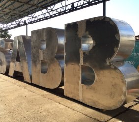 The aluminium letters were fabricated at a Sumner workshop.