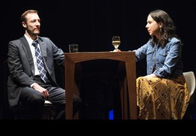 Nathan O'Keefe and Alison Bell in MTC's production of <i>Betrayal</i>.