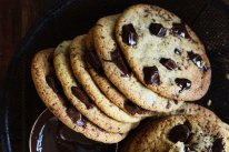 Thin and crispy choc-chip bikkies.