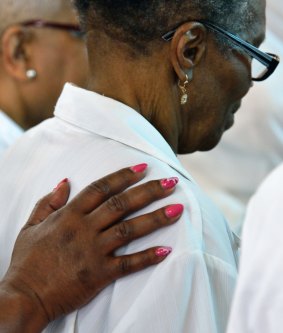 Worshippers at the Hall United Methodist church in Maryland. 