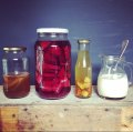 Jars of bubbling, fizzing foodstuffs at Cornersmith.