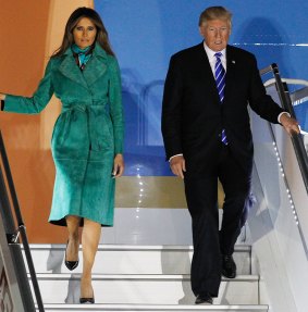 President Donald Trump and the first lady Melania Trump arrive in Poland.