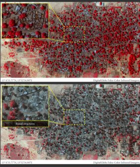 A satellite photo provided by human rights group Amnesty International purports to show destruction in the village of Doron Baga in north-eastern Nigeria after a Boko Haram attack on January 3.
