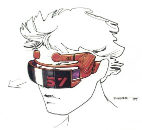 A design from Back to the Future, Part II that anticipated Google Glass-like lenses. 