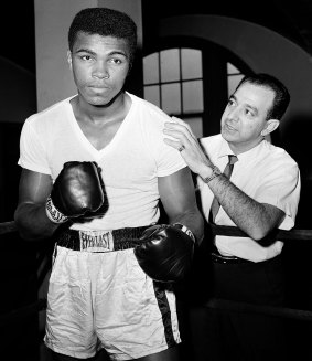 Muhammad Al with his trainer Angelo Dundee at City Parks Gym in New York in 1962.
