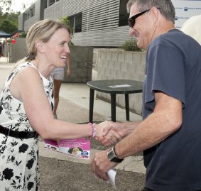 Kate Jones campaigning on voting day 2012.