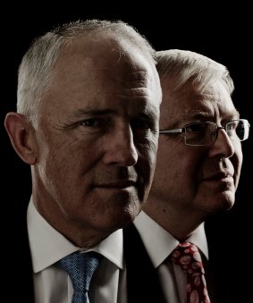 A composite image of Prime Minister Malcolm Turnbull and former prime minister Kevin Rudd.