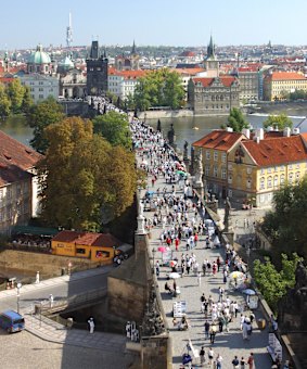 The medieval Charles Bridge Prague.