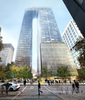 An artist's impression of the scaled down version of Cbus Property's 447 Collins Street development.