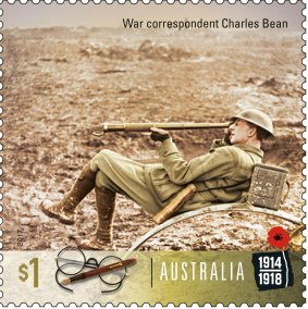 The stamp commemorating war correspondent and historian Charles Bean.