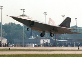 A Raptor stealth fighter, similar to that used by the US. 