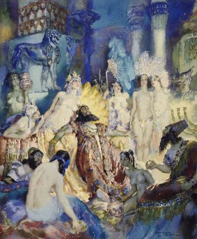 Norman Lindsay's 1934 Belshazzar watercolour is part of the Howard Hinton Collection. "The collection provides an invaluable snapshot of the vibrant art community of the era."