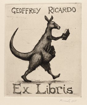 Geoffrey Ricardo's Ex Libris etching has won the $7500 Australian Bookplate Design Award.