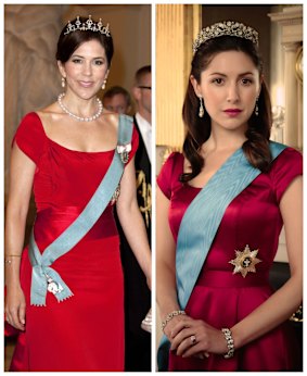 Princess Mary of Denmark (L) and actor Emma Hamilton who plays the Australian born royal in Mary: The Making of Princess.