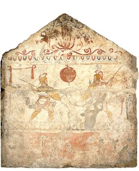 Painted Slab from the Tomb of Andriuolo XXVIII, circa 340-330 BCE
