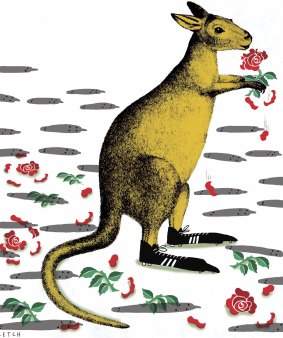 Chariot derailed: The Wallabies dumped England out of their own World Cup. Illustration: Simon Letch