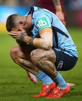 Josh Dugan looks dejected during game three of the State of Origin series.