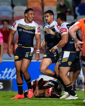 Star performance: Tautau Moga scored big for his Ultimate League team, along with most of the North Queensland Cowboys.
