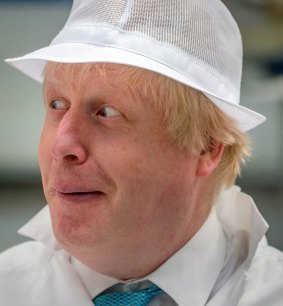 Boris Johnson visits a factory as part of the 'Vote Leave' campaign.