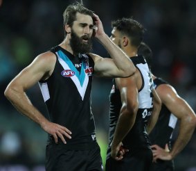 Justin Westhoff of the Power looks dejected after the Power were defeated by the Eagles.