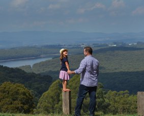 Yarra Ranges Mayor Jason Callanan with his daughter Mackenzie at the site of the proposed walking trail over the Dandenongs.