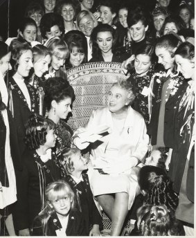 Strict but respected: The formidable mother of calisthenics, Miss Vera Hopton, surrounded by some of her students including Jeanne Sorich, (standing at front, second from right), in 1965. 