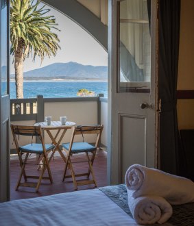 View from one of the upstairs rooms at the Bermagui Beach Hotel.