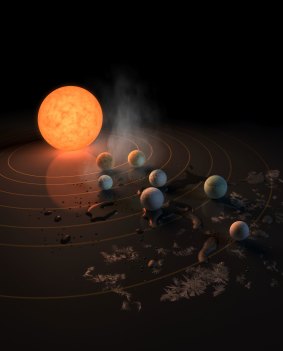 The TRAPPIST-1 star, an ultra-cool dwarf, has seven Earth-sized planets orbiting it. This is the front cover image for this week's edition of <i>Nature</i>.