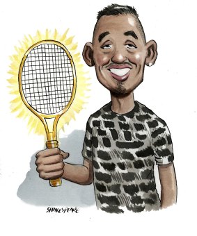 Nick Kyrgios: The Fitz Files sportsperson of the year for 2014. <i>Illustration: John Shakespeare</i>