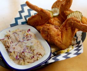 Southern wings with Carolina slaw at Belle's Diner.