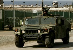 Aid or sorts: A US Army Humvee.
