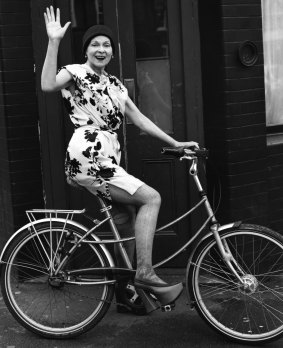 On her bike: Vivienne Westwood has emerged from  the days of punk to become a renowned fashion designer.