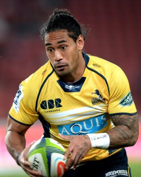 Ready to attack: Brumbies winger Joe Tomane.