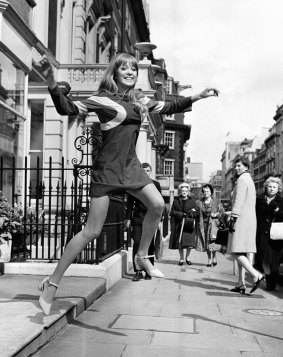 Pattie Boyd modelling in London in 1966.
